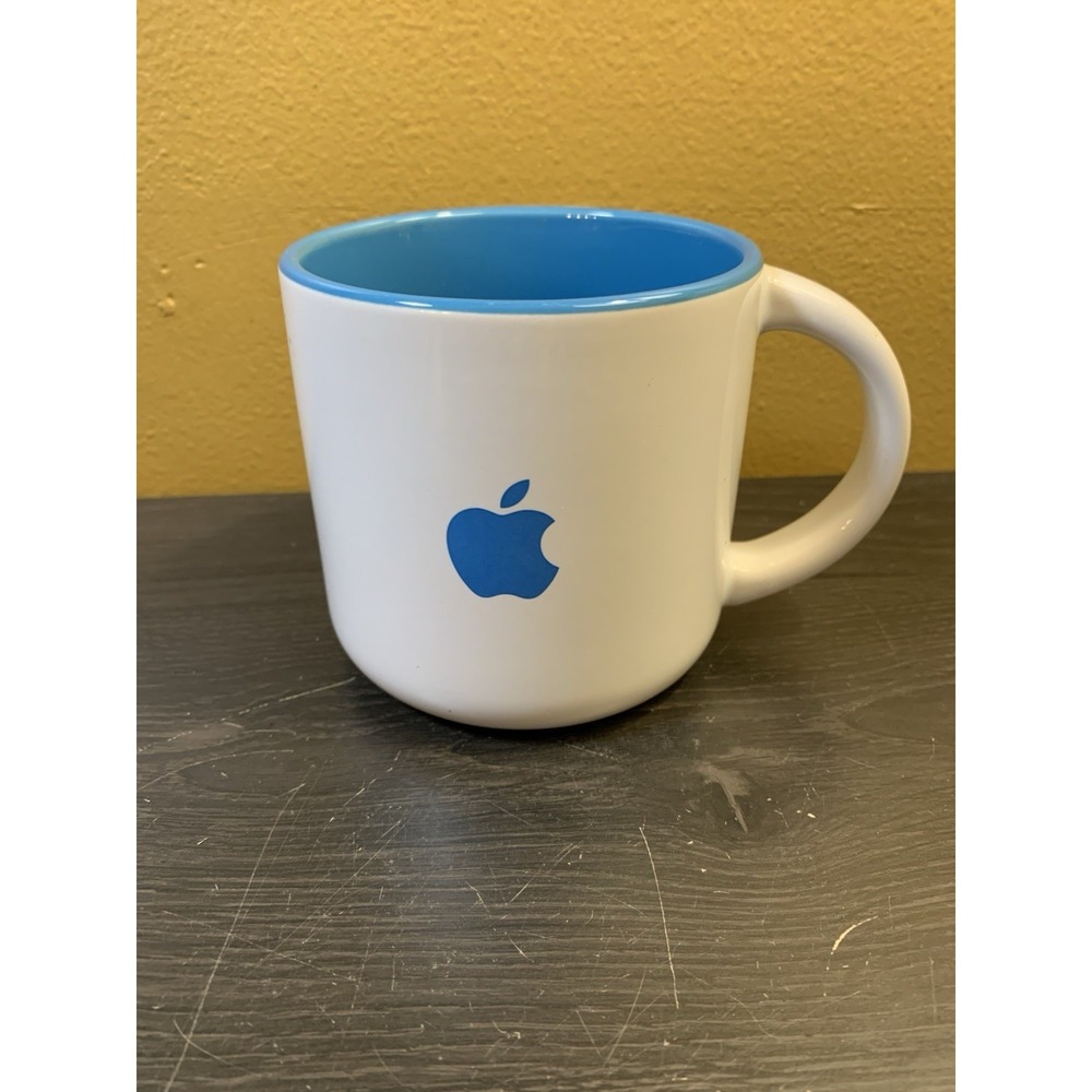 Apple Computer Mac Logo Matte White Outside Blue Inside Coffee Tea Mug